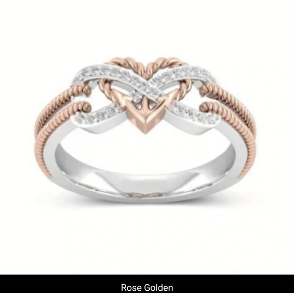 New Heart Ring For Women, Rhinestones, Ladies Fashion, T1B1A